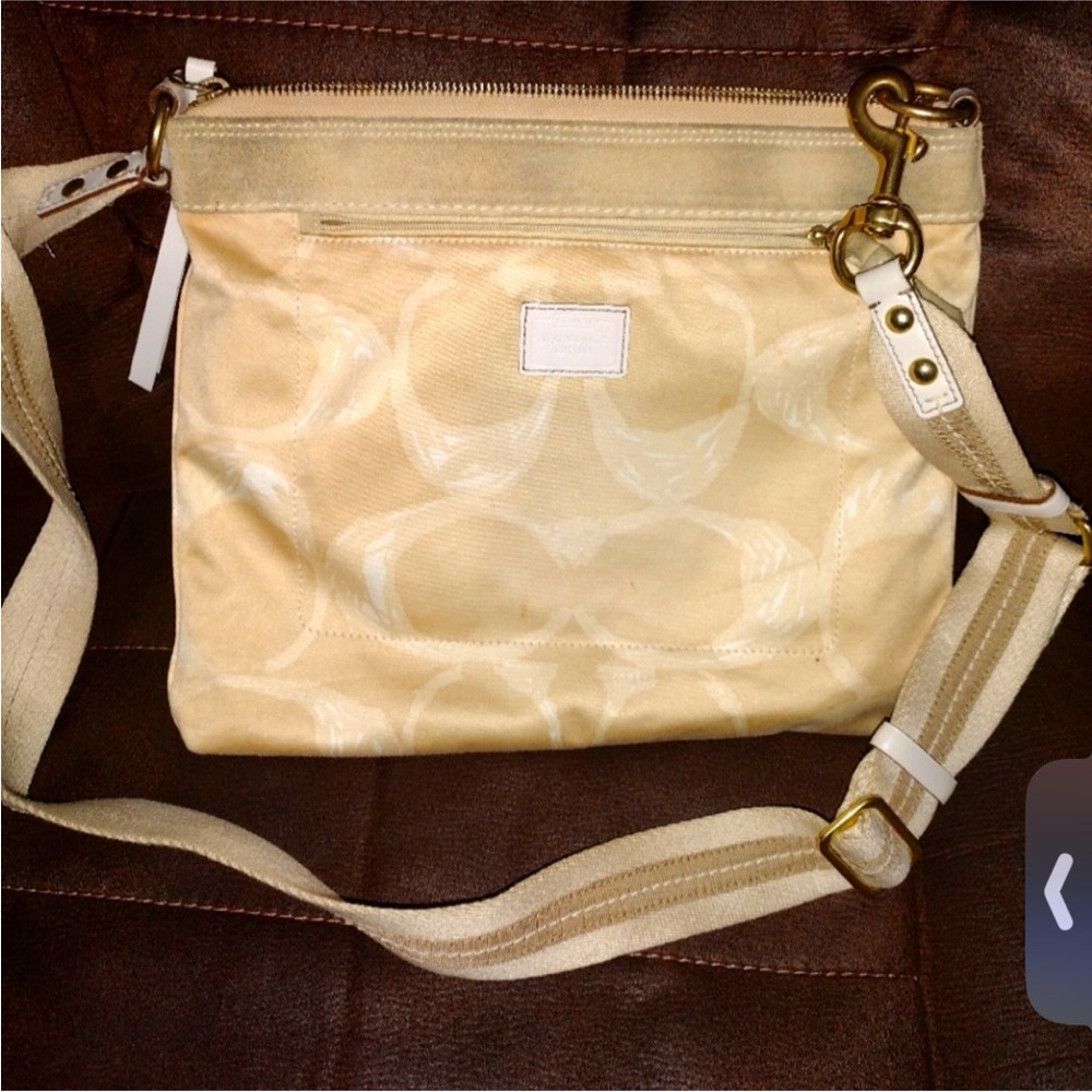 Coach Tan Shoulder Bag with Gold Accents